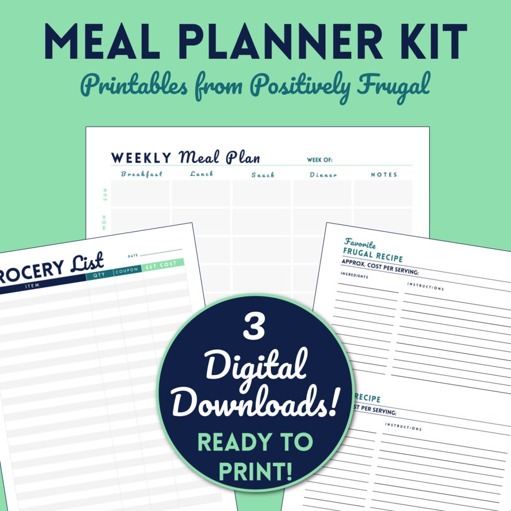 Meal Planner Kit printables by PositivelyFrugal.com